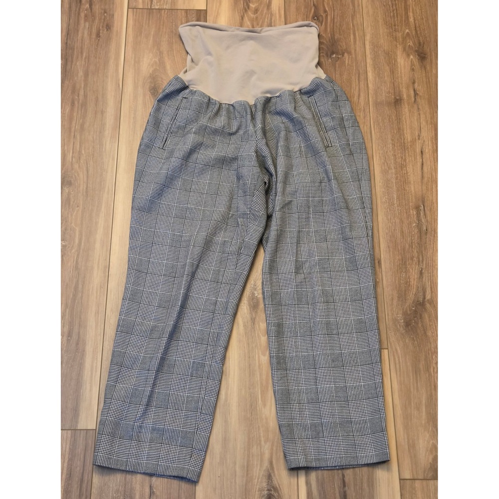 A Pea In The Pod Plaid Maternity Trouser Pants Women's Size Large Gray